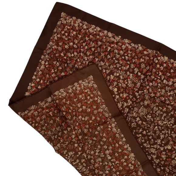 VTG Mr Emperor Square Scarf Brown Rust Tan Floral Botanical Abstract Italy 26x26 - Picture 2 of 13